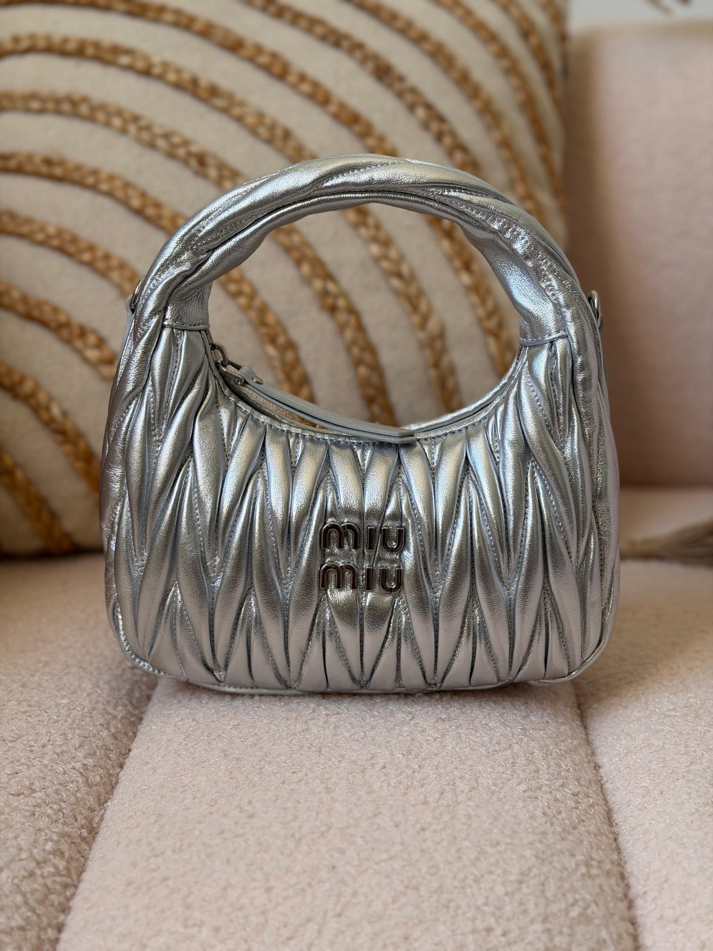 Miu Miu Wander Matelassé Nappa Leather Hobo Bag Super Master