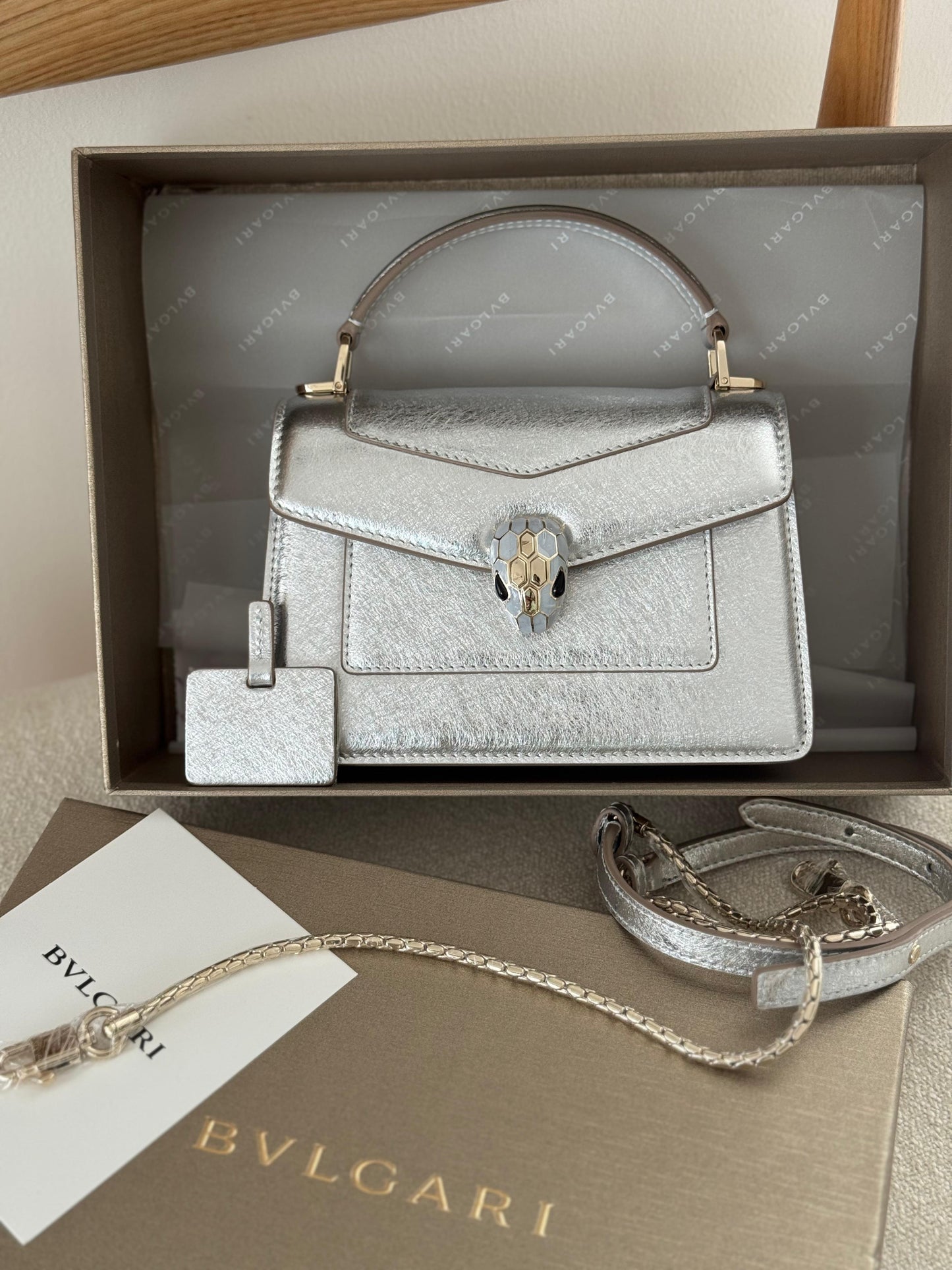 Bulgari Calf leather Serpenti Forever Mini Top Handle Bag