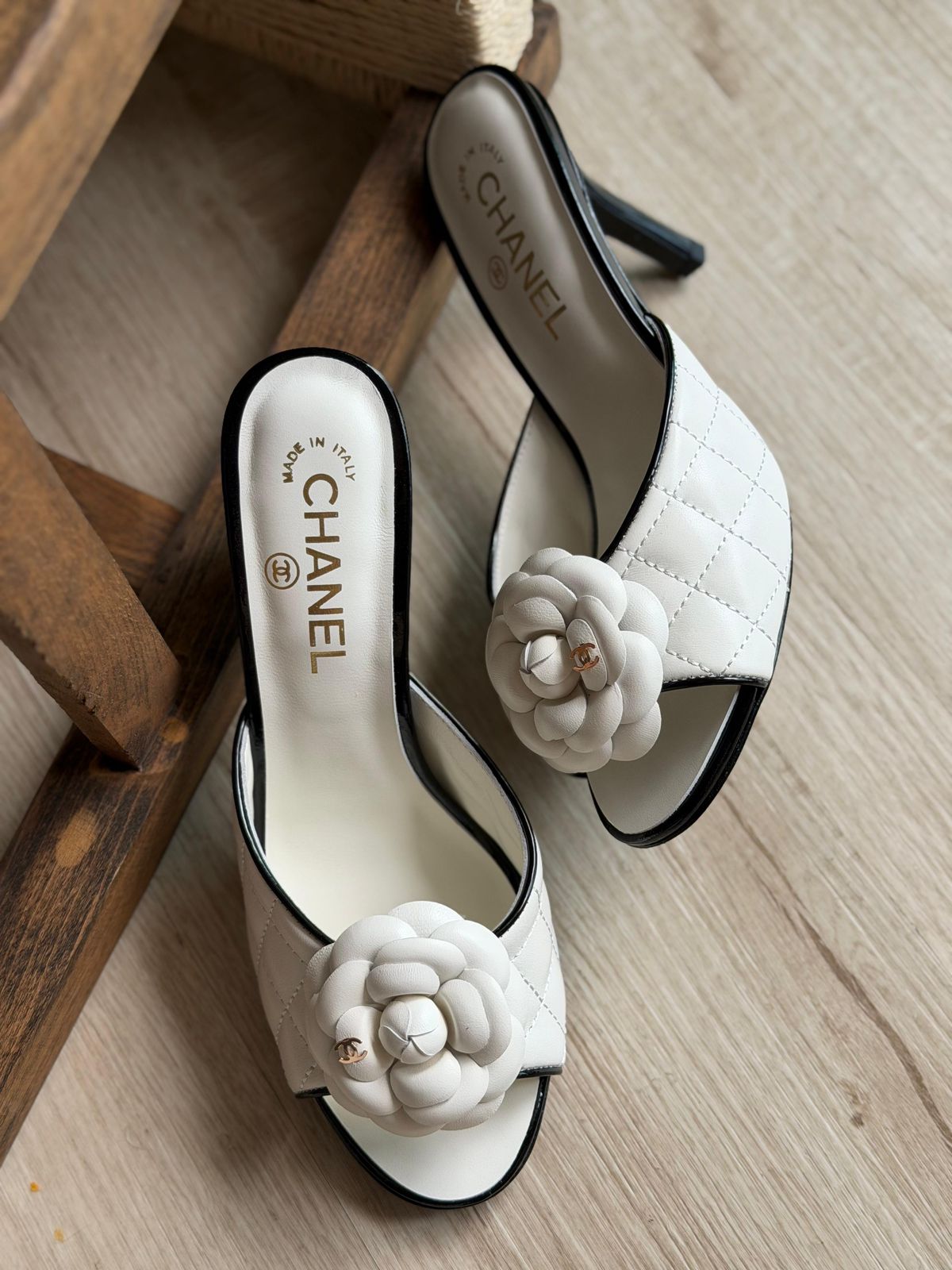 Chanel camellia motif quilted leather mules | Master Brands