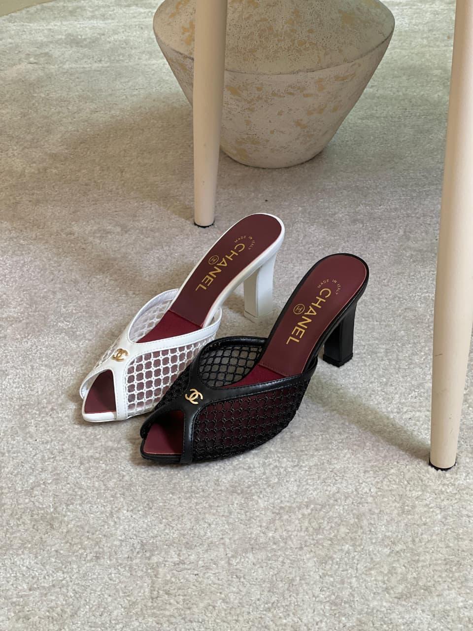 chanel mesh mules