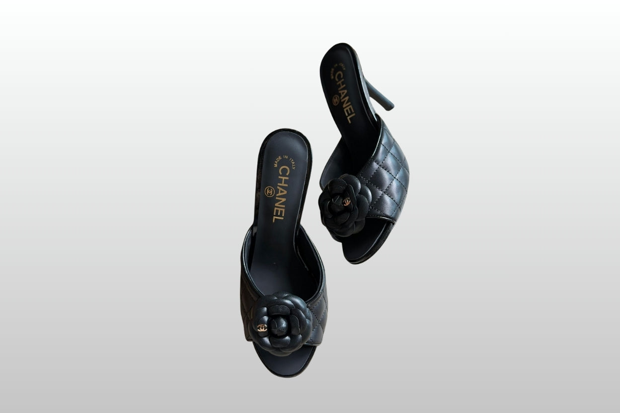 Chanel camellia motif quilted leather mules | Master Brands