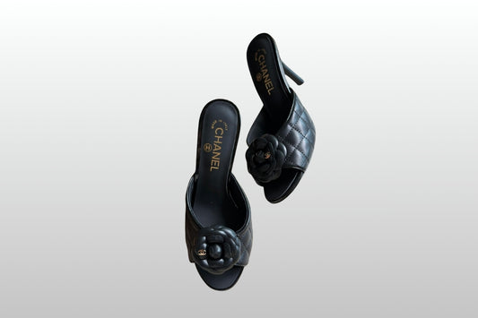 Chanel camellia motif quilted leather mules | Master Brands