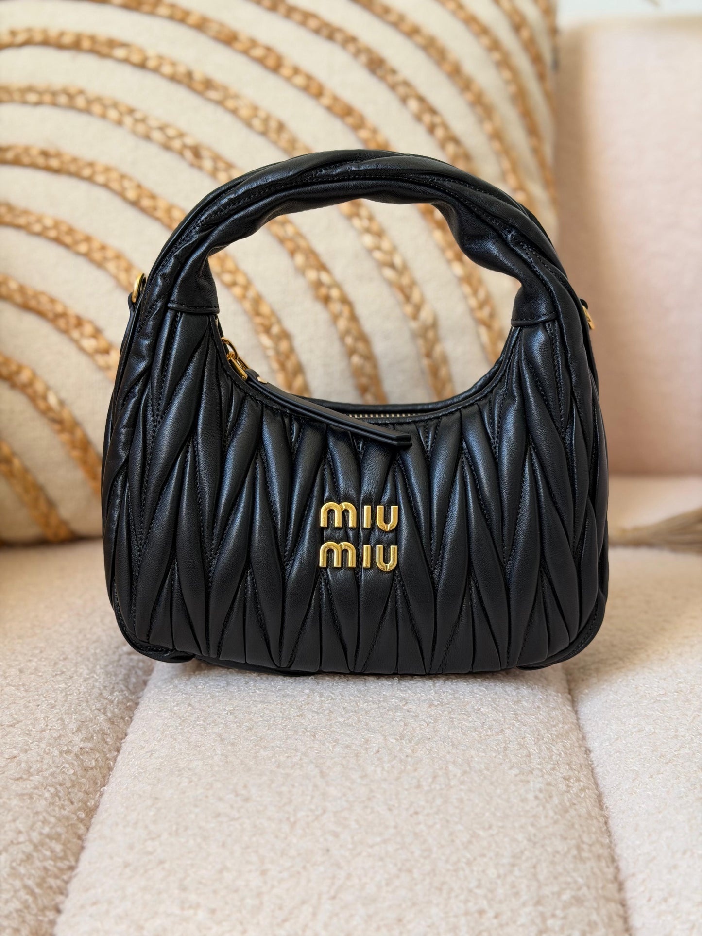 Miu Miu Wander Matelassé Nappa Leather Hobo Bag Super Master