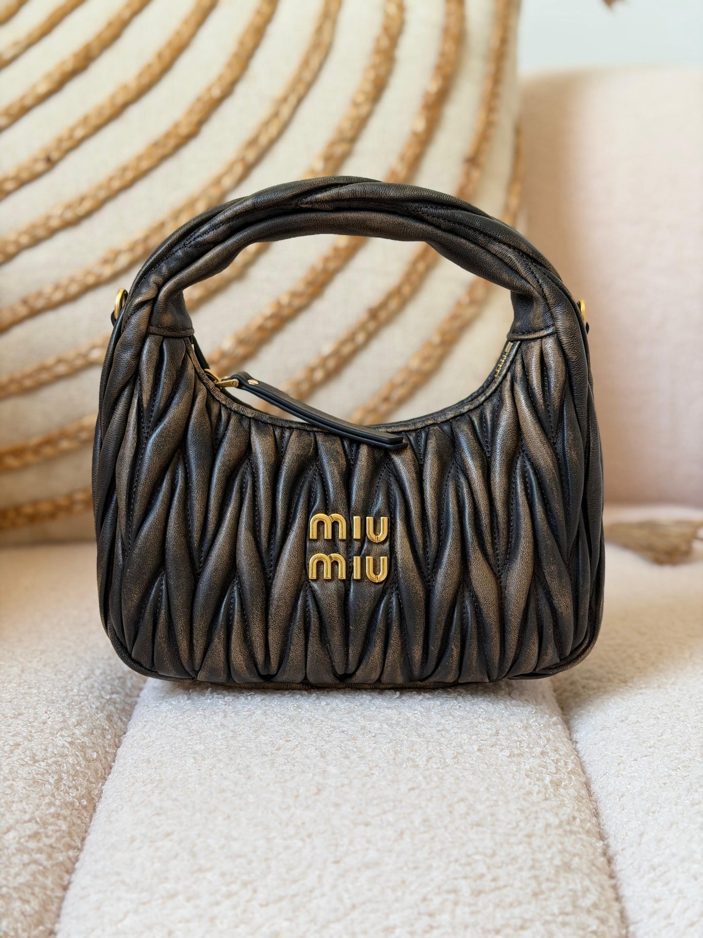 Miu Miu Wander Matelassé Nappa Leather Hobo Bag Super Master