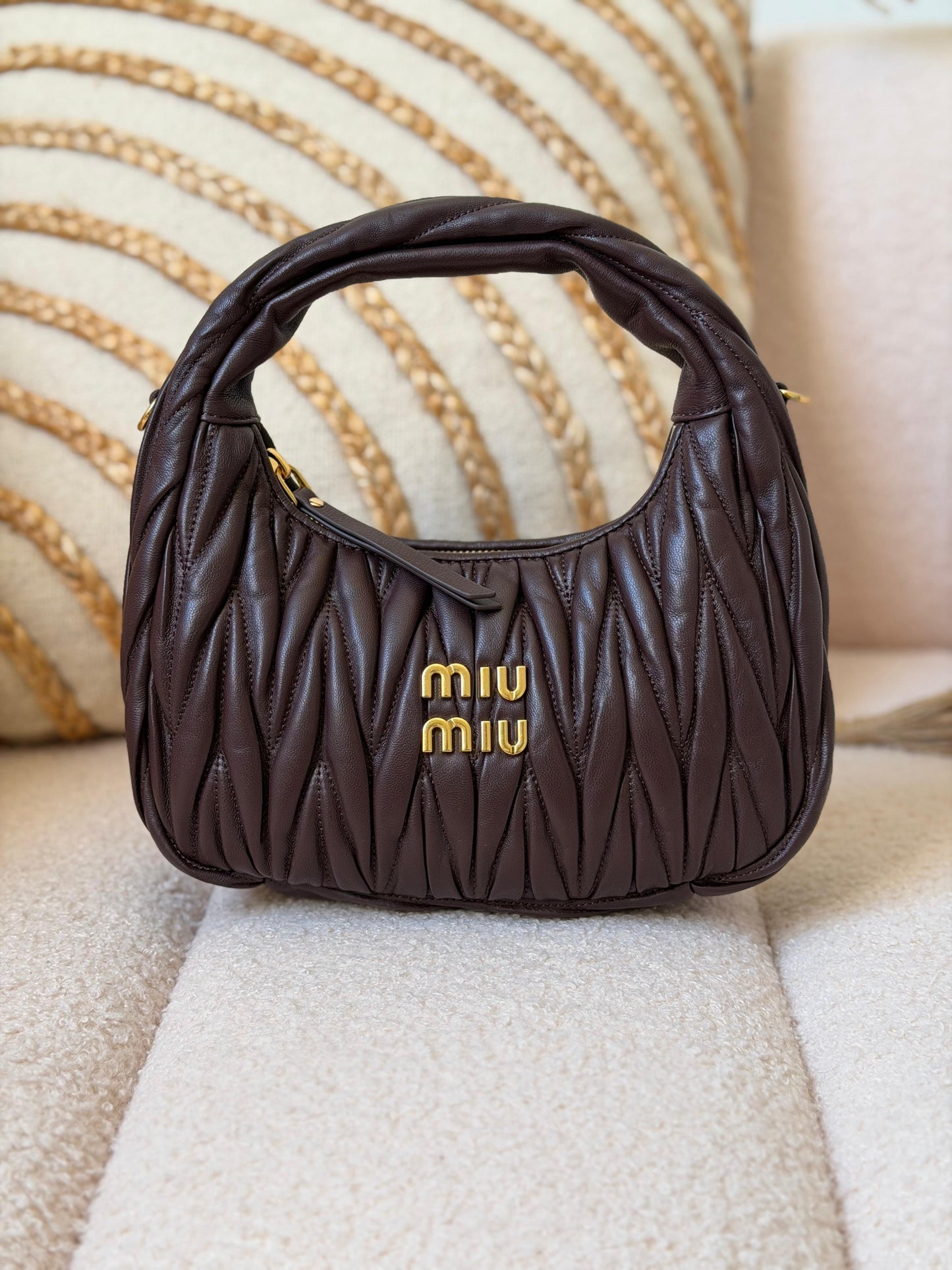 Miu Miu Wander Matelassé Nappa Leather Hobo Bag Super Master