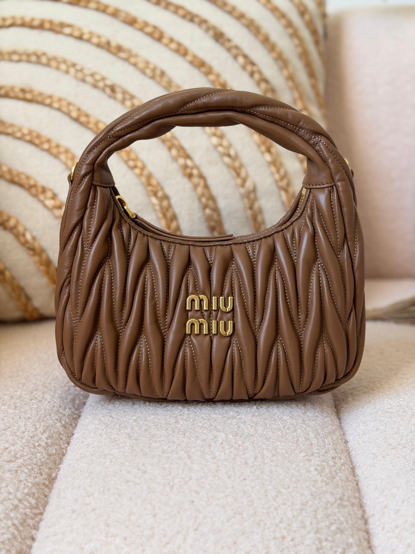 Miu Miu Wander Matelassé Nappa Leather Hobo Bag Super Master
