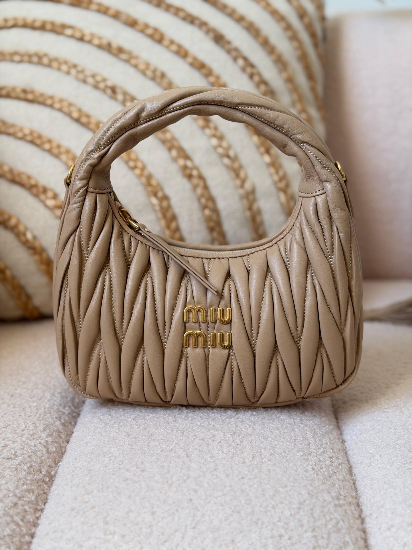 Miu Miu Wander Matelassé Nappa Leather Hobo Bag Super Master