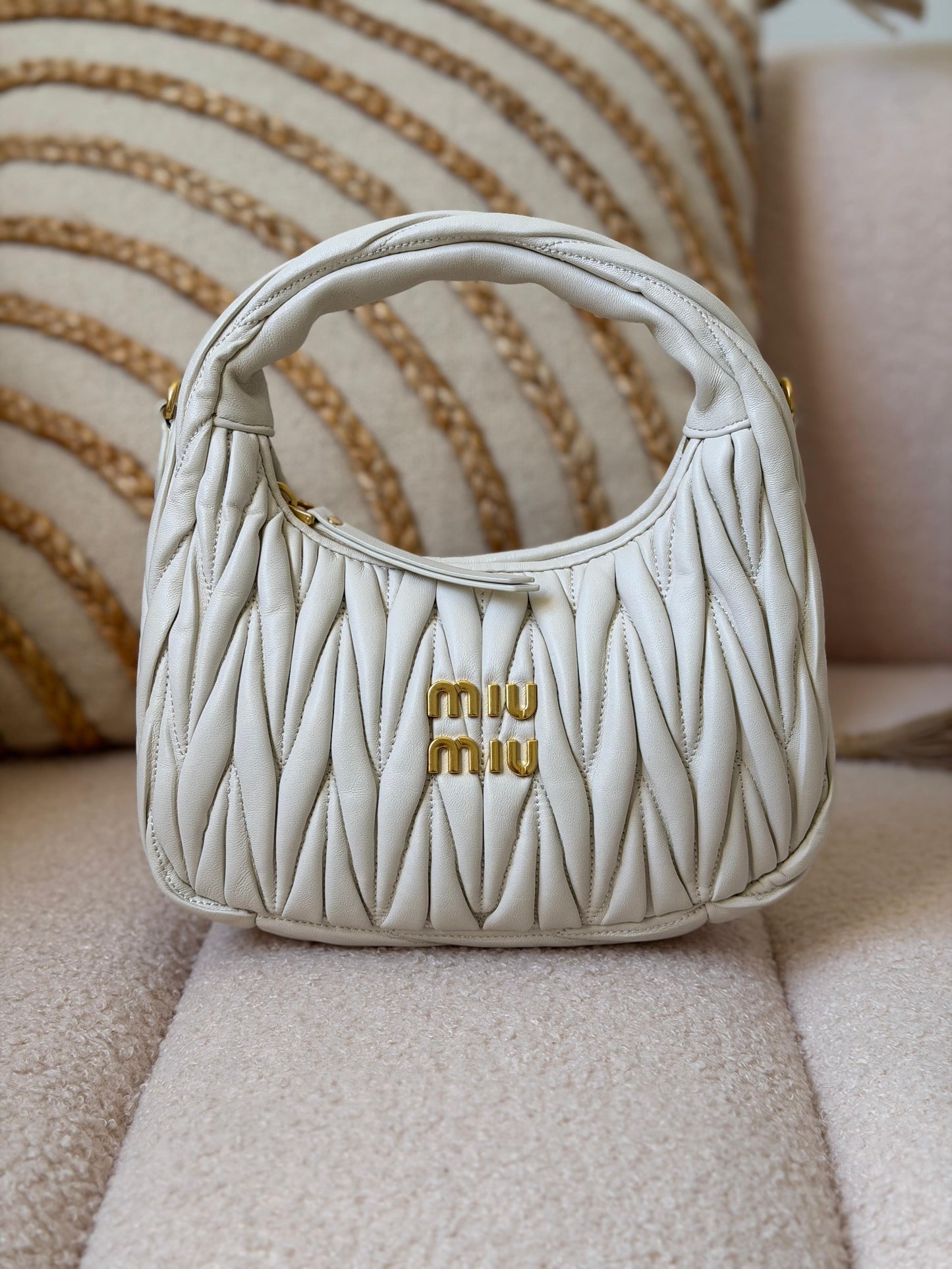 Miu Miu Wander Matelassé Nappa Leather Hobo Bag Super Master