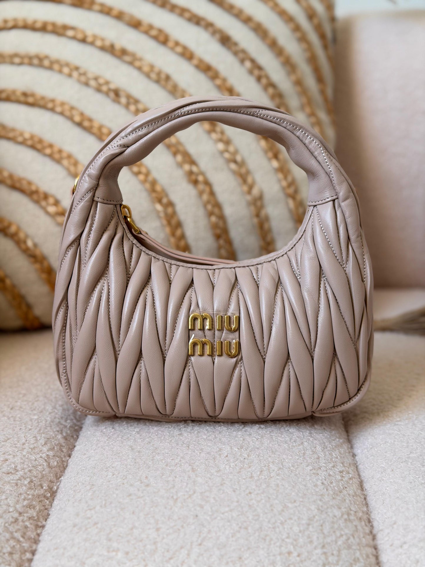 Miu Miu Wander Matelassé Nappa Leather Hobo Bag Super Master