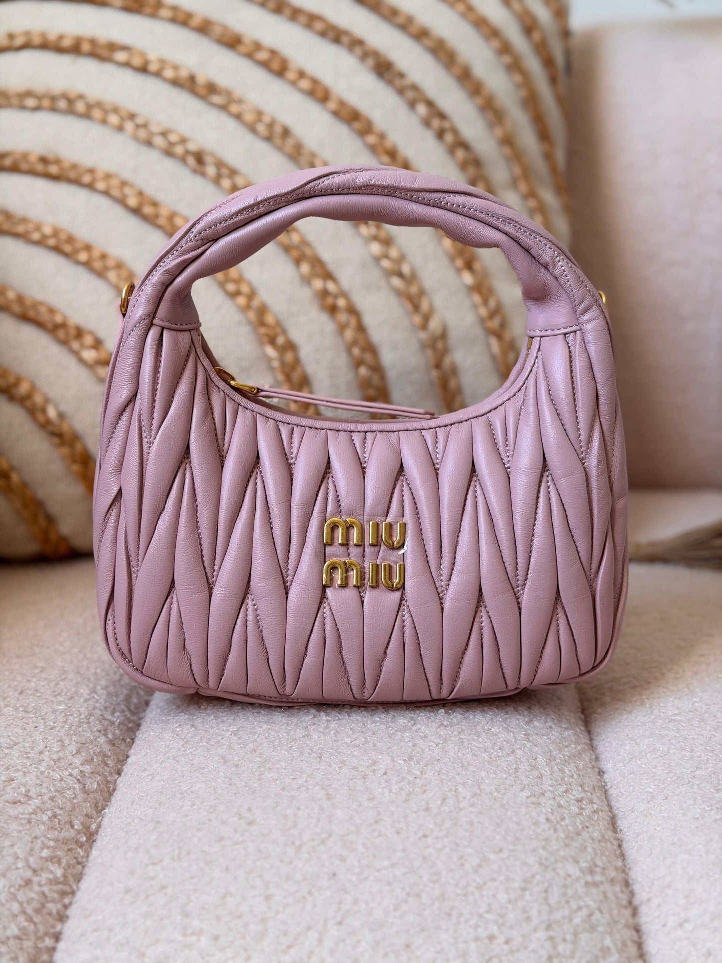 Miu Miu Wander Matelassé Nappa Leather Hobo Bag Super Master