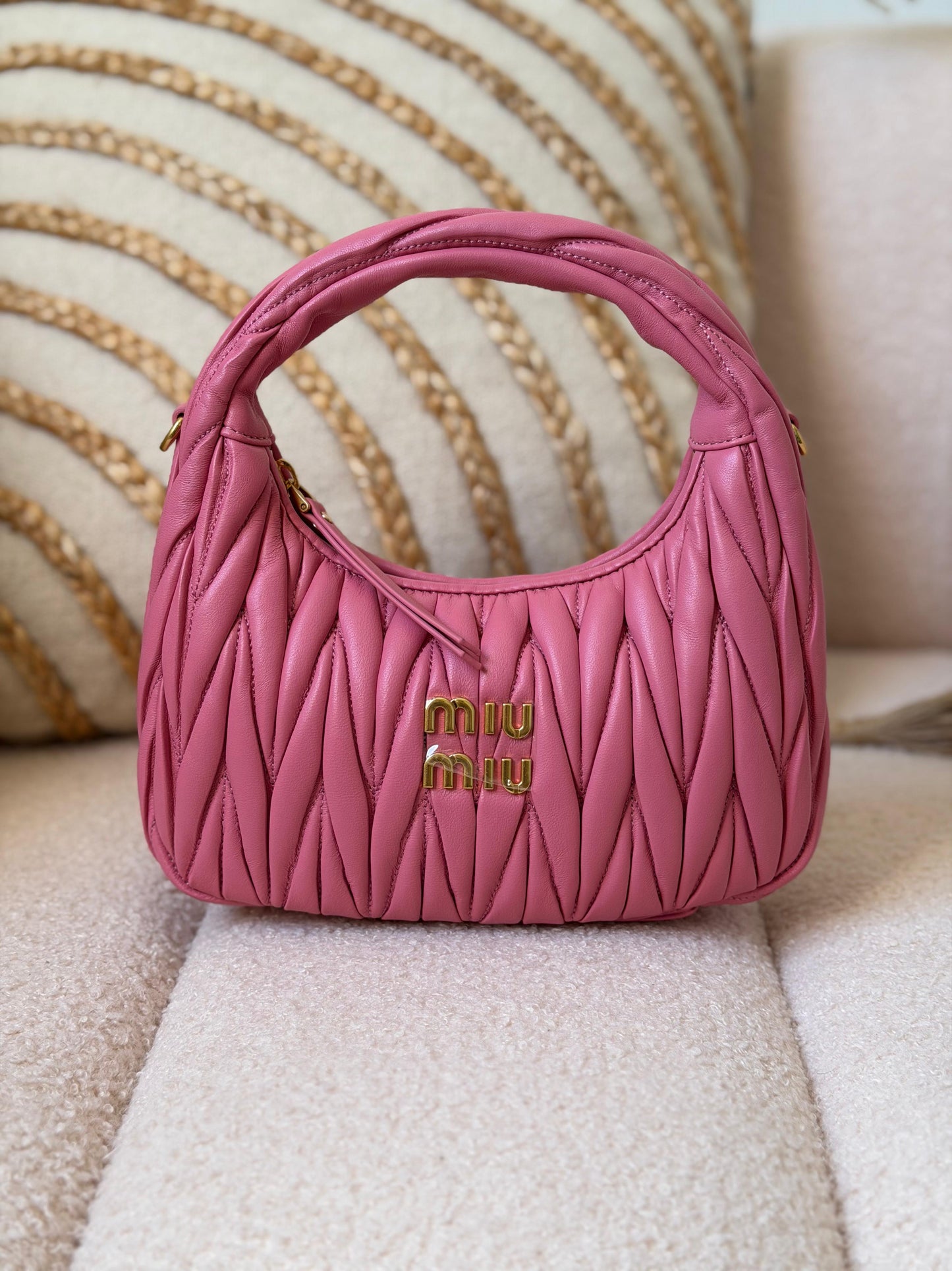 Miu Miu Wander Matelassé Nappa Leather Hobo Bag Super Master