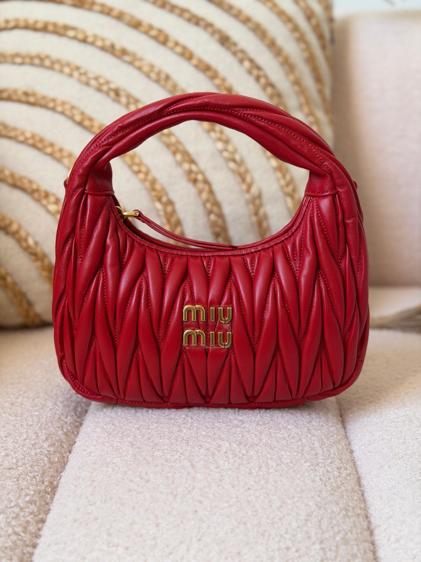 Miu Miu Wander Matelassé Nappa Leather Hobo Bag Super Master