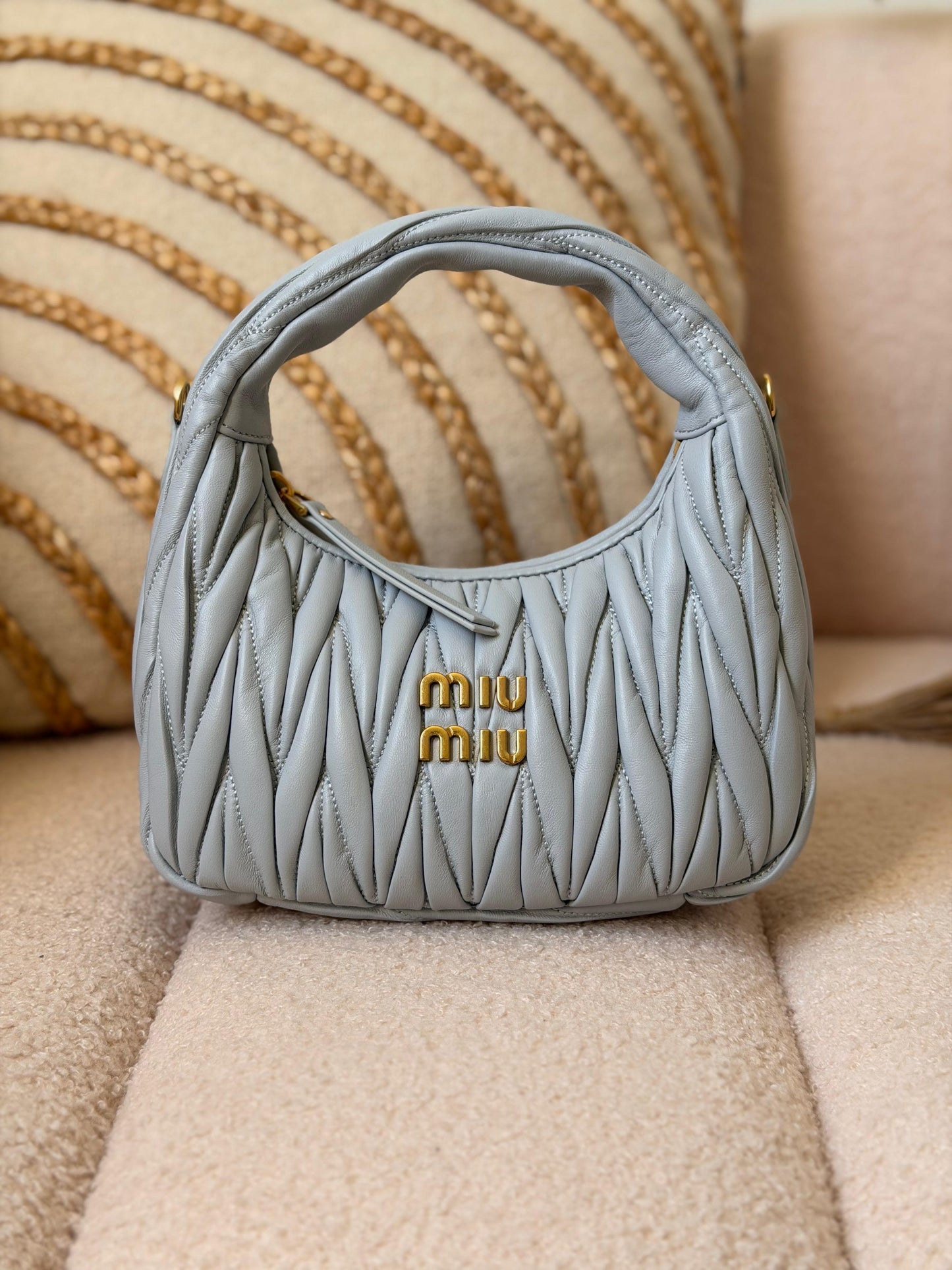 Miu Miu Wander Matelassé Nappa Leather Hobo Bag Super Master