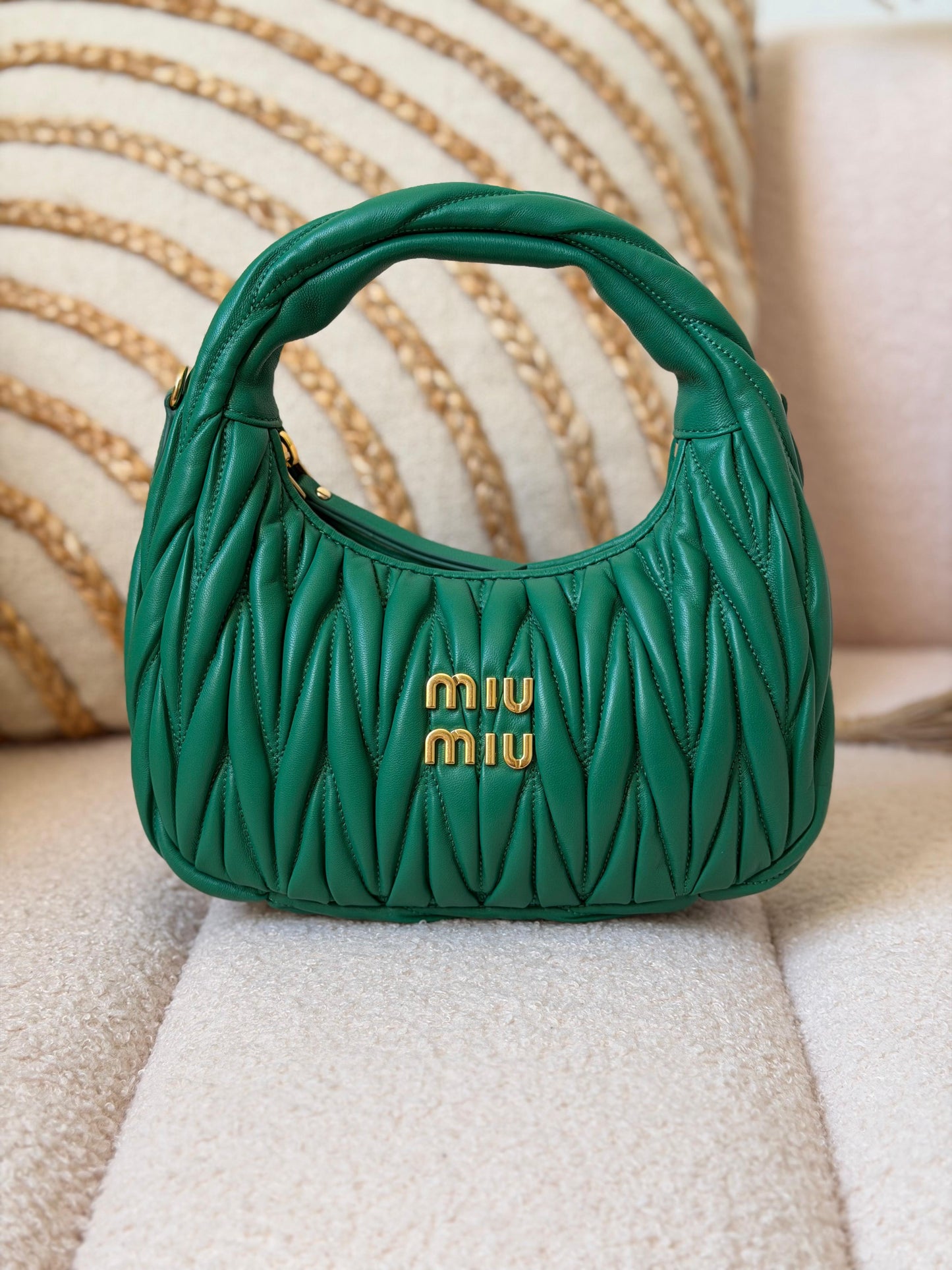 Miu Miu Wander Matelassé Nappa Leather Hobo Bag Super Master