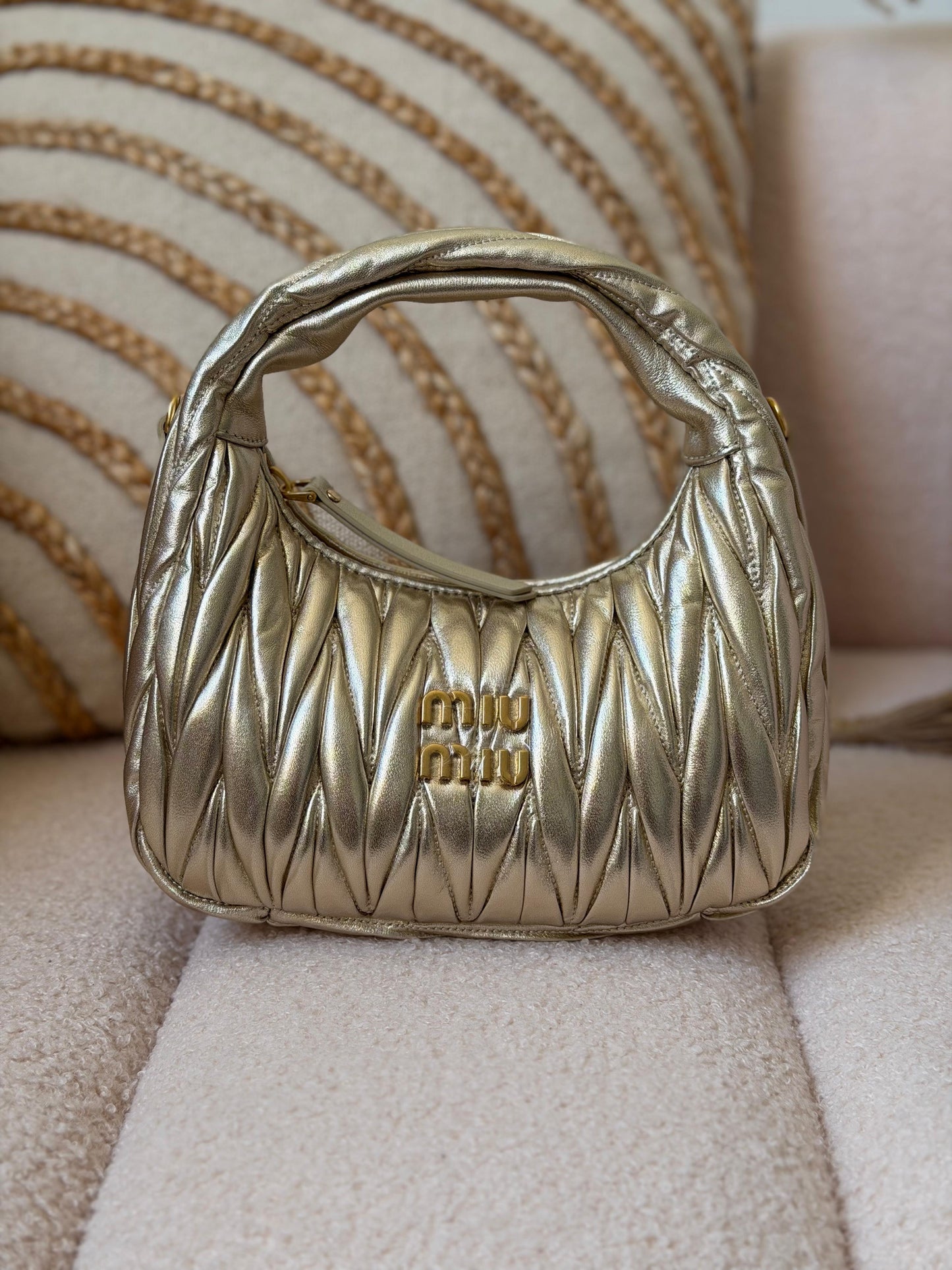 Miu Miu Wander Matelassé Nappa Leather Hobo Bag Super Master