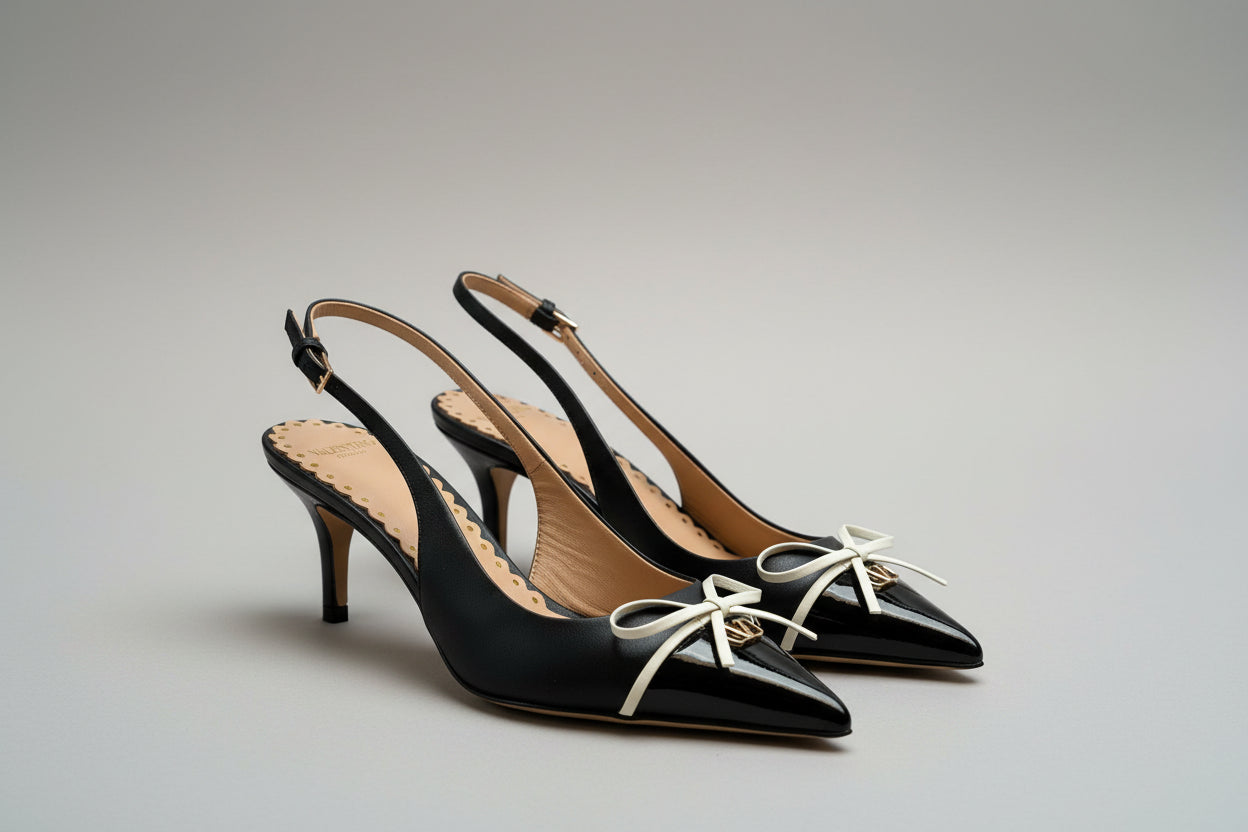 Valentino Garavani Bow Slingback Kitten Heels