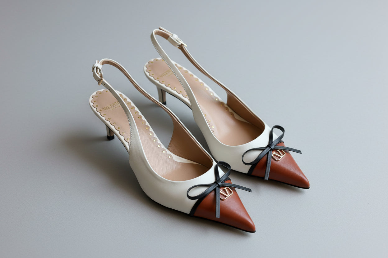 Valentino Garavani Bow Slingback Kitten Heels