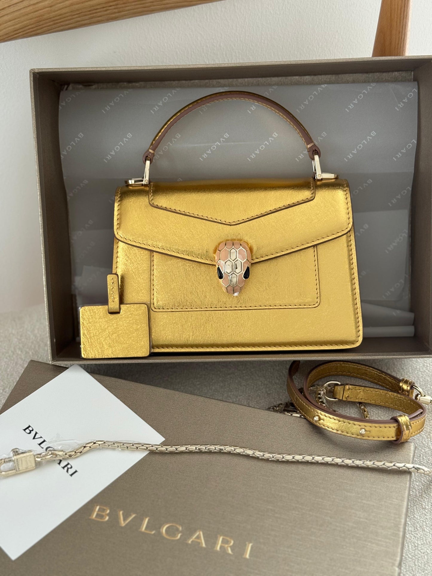 Bulgari Calf leather Serpenti Forever Mini Top Handle Bag
