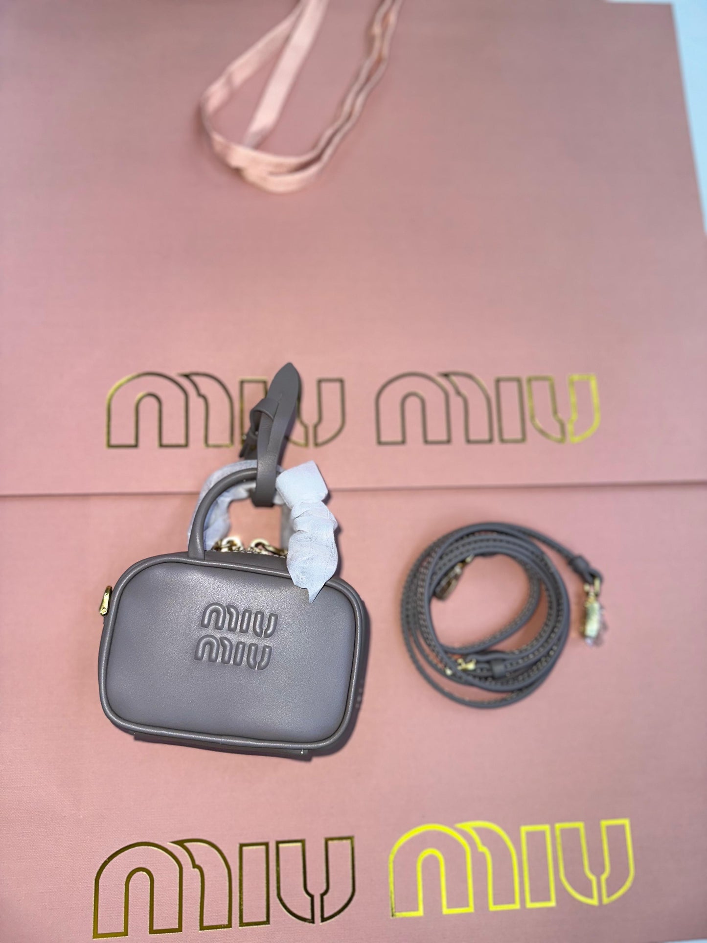 Miu Miu Leather Micro Bag in Brown | Master Brands