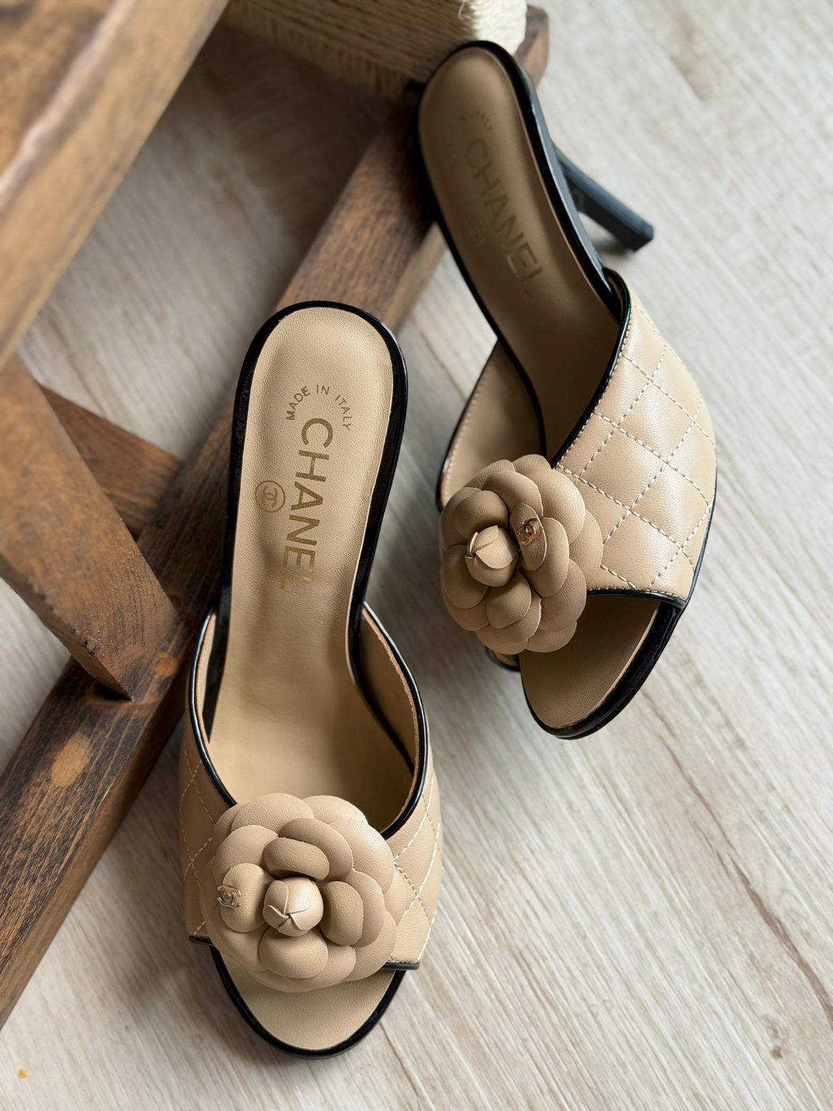 Chanel camellia motif quilted leather mules | Master Brands
