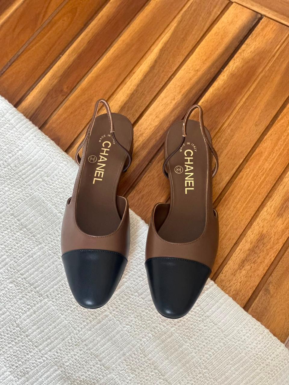 Chanel Denim Cap Teo CC Slingback Flats 37.5|Master Brand