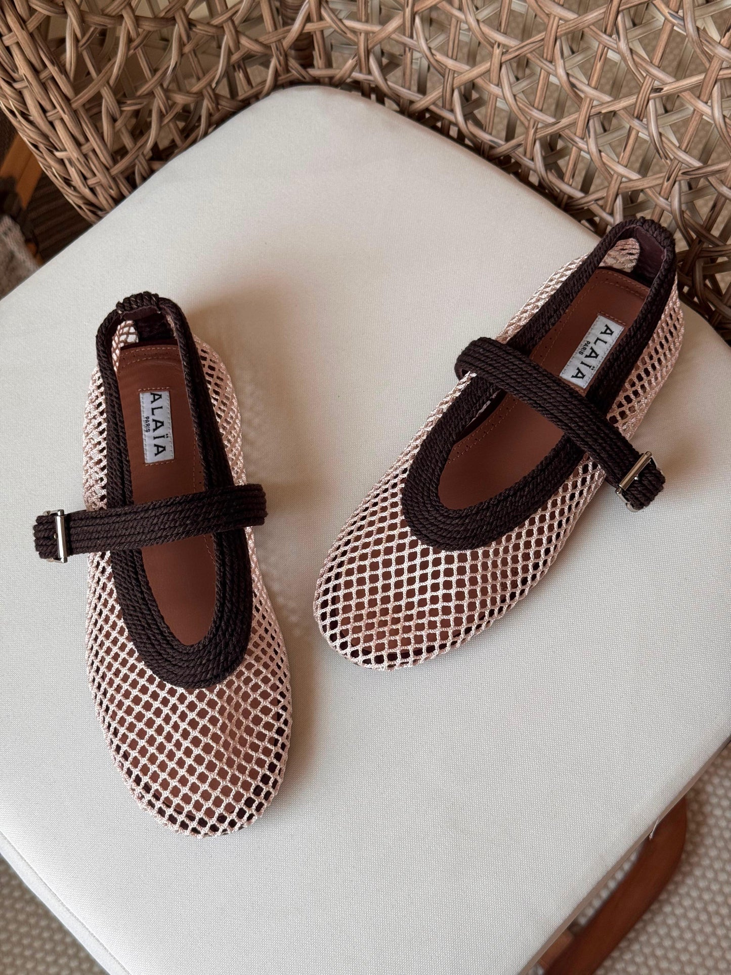 Alaia Fishnet Mesh Ballet Flats|Master Brand