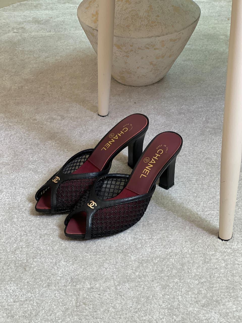 chanel mesh mules