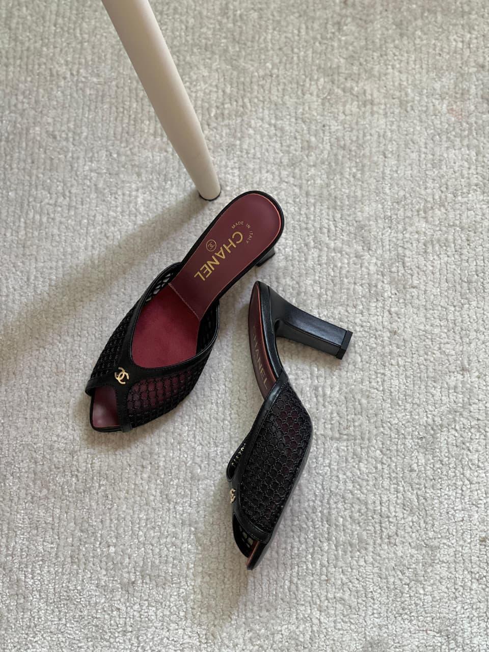 chanel mesh mules
