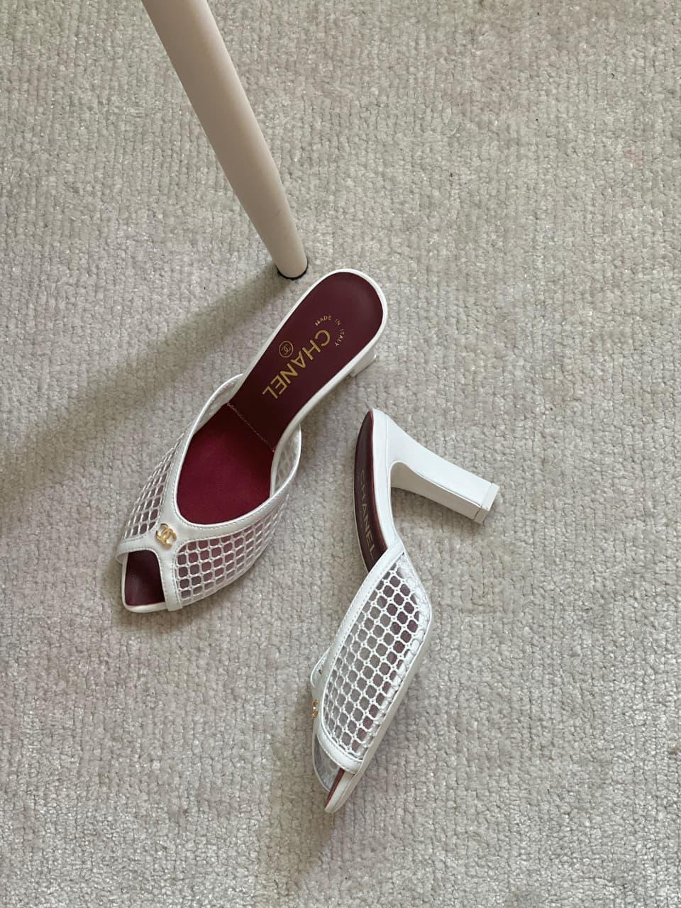 chanel mesh mules