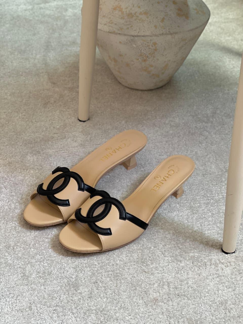 Flat chanel mule sandals