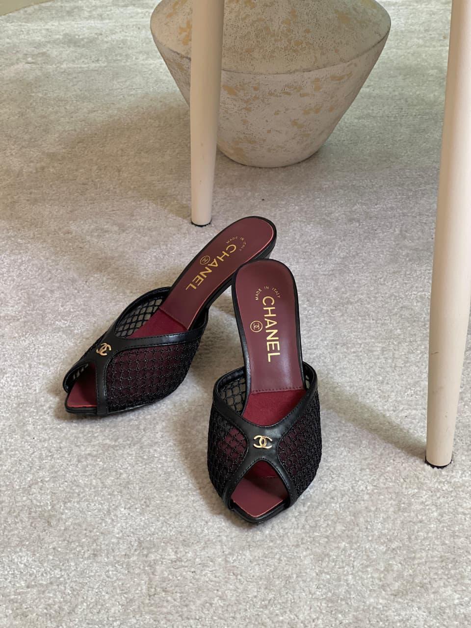 chanel mesh mules