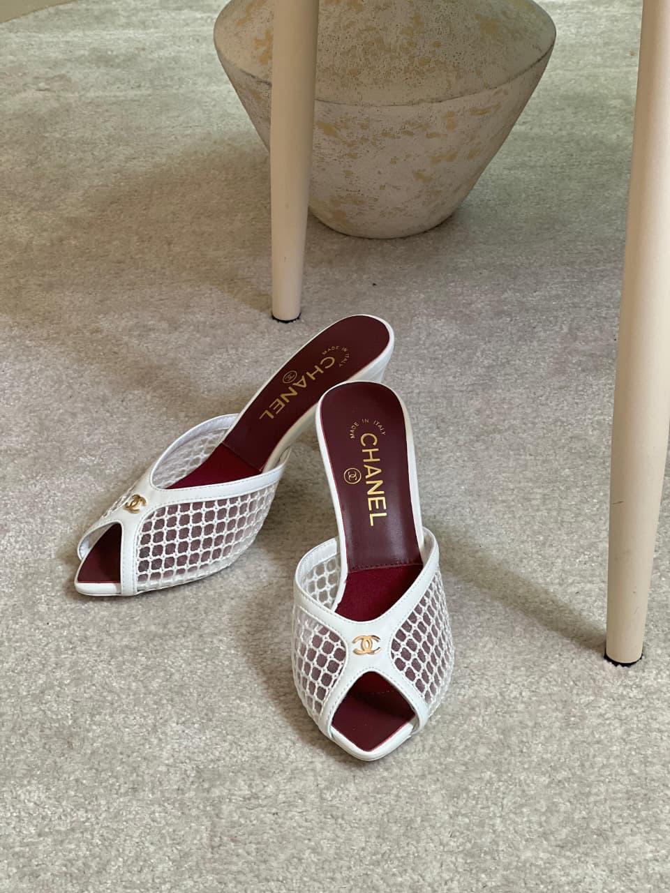 chanel mesh mules