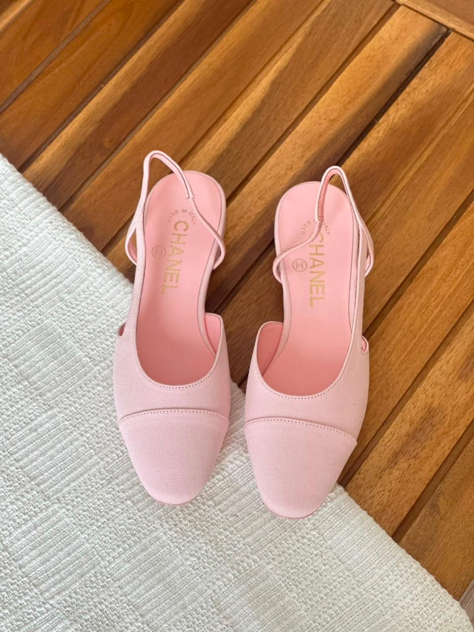 Chanel Denim Cap Teo CC Slingback Flats 37.5|Master Brand
