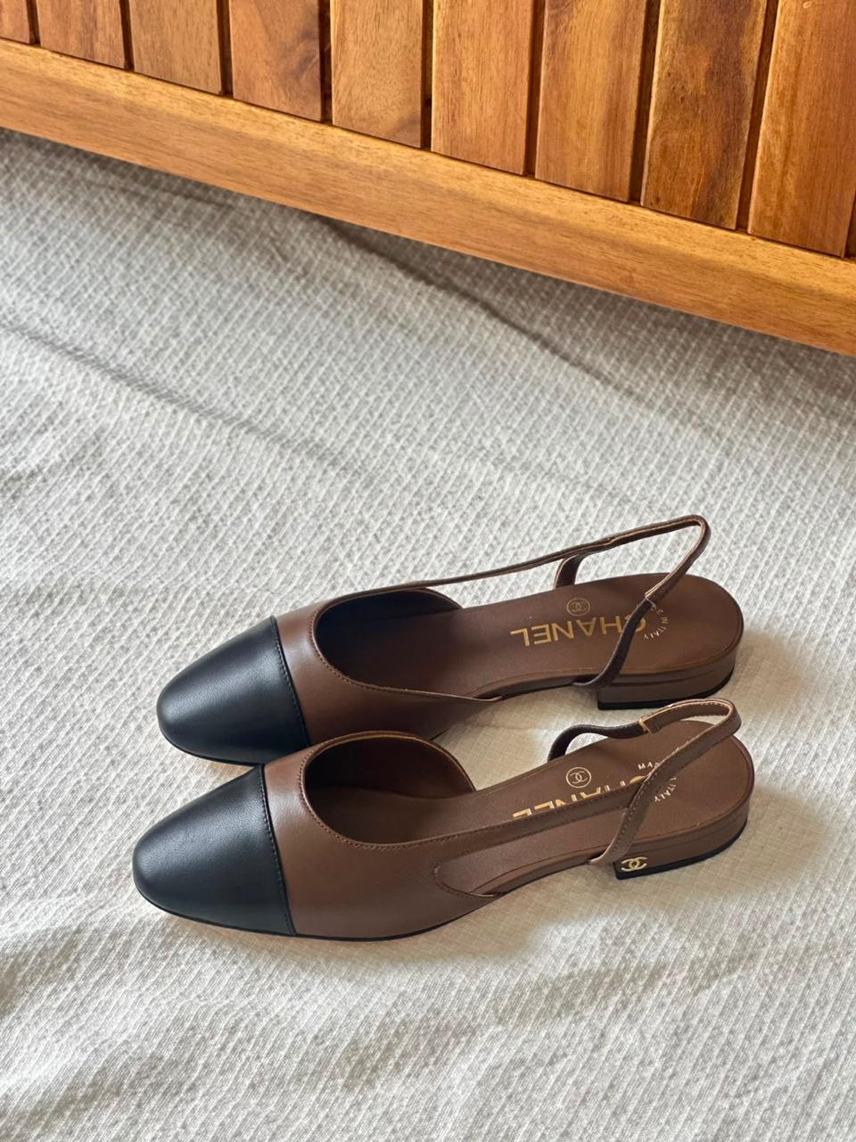 Chanel Denim Cap Teo CC Slingback Flats 37.5|Master Brand