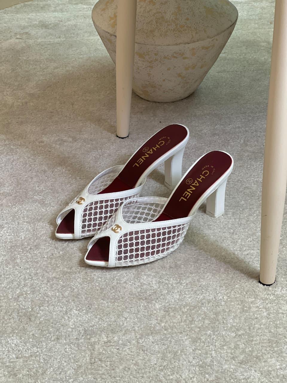 chanel mesh mules